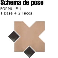 Aelle Carrelage Cabochon sol / mur mate 3,4x3,4 cm Taco KASBAH BLACK HAT MATT- Carrelage Sol Uni