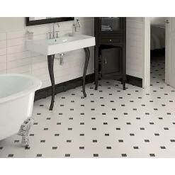 Aelle Carrelage Cabochon sol / mur uni noir mate 4,6x4,6 cm TACO OCTAGON NEGRO- Carrelage Sol Pour Wc