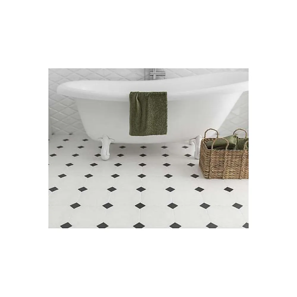 Aelle Carrelage Cabochon sol / mur uni noir mate 4,6x4,6 cm TACO OCTAGON NEGRO- Carrelage Sol Pour Wc