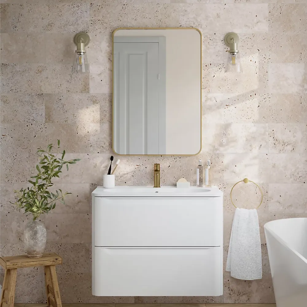 GoodHome Travertin<Carreau en travertin sol et mur L.60 x l.20 cm x ép.10 mm, Travertino