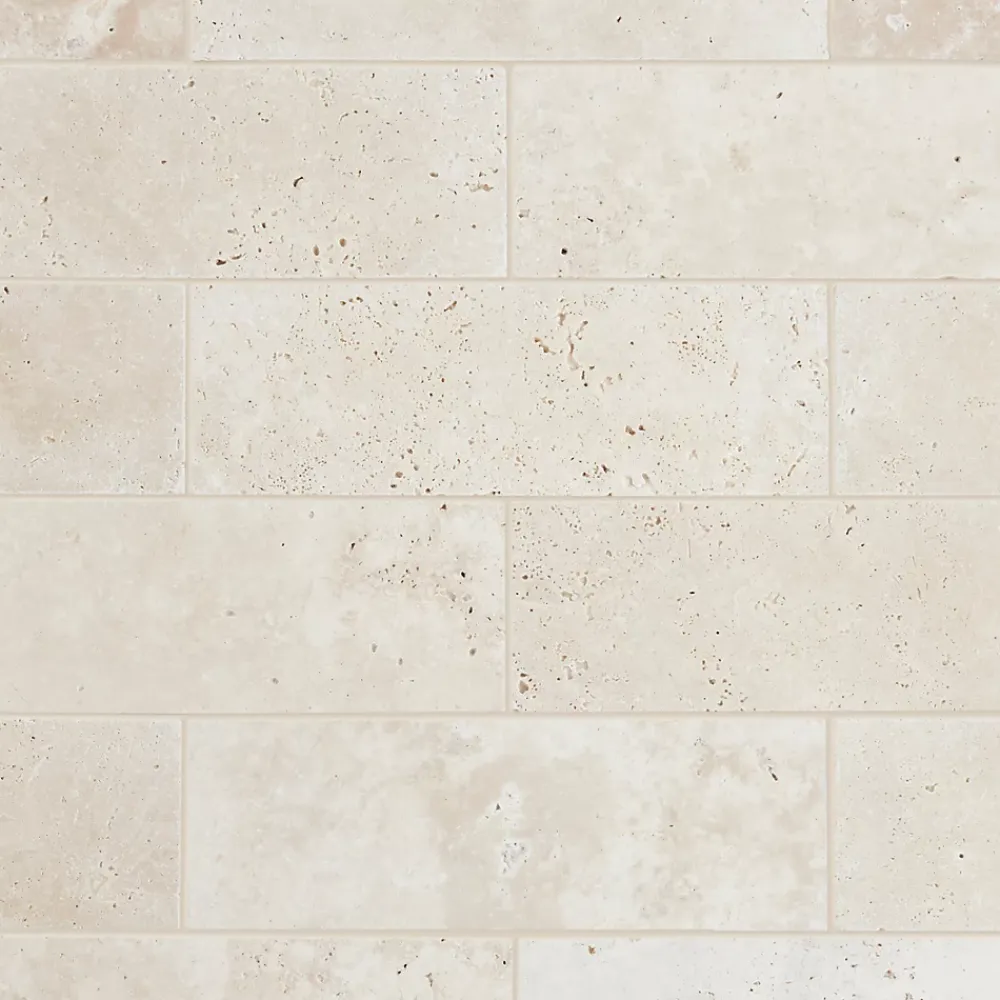 GoodHome Travertin<Carreau en travertin sol et mur L.60 x l.20 cm x ép.10 mm, Travertino