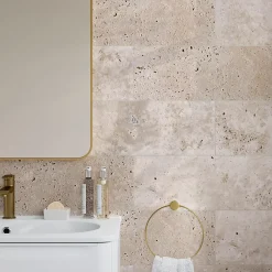 GoodHome Travertin<Carreau en travertin sol et mur L.60 x l.20 cm x ép.10 mm, Travertino