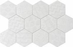 Lux Mosaic Carrelage Sol Uni|Carrelage Sol Pour Wc<Carreau Hexagonal Effet Ciment. Grès Cérame Sol et Mur. Décor Custom Blanc 14x16cm