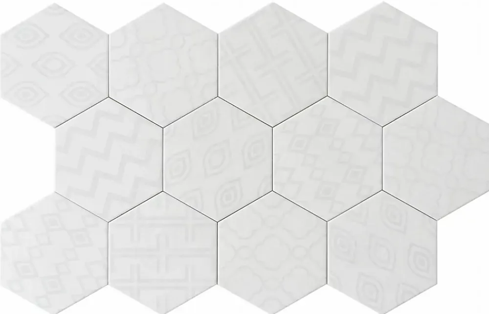 Lux Mosaic Carrelage Sol Uni|Carrelage Sol Pour Wc<Carreau Hexagonal Effet Ciment. Grès Cérame Sol et Mur. Décor Custom Blanc 14x16cm