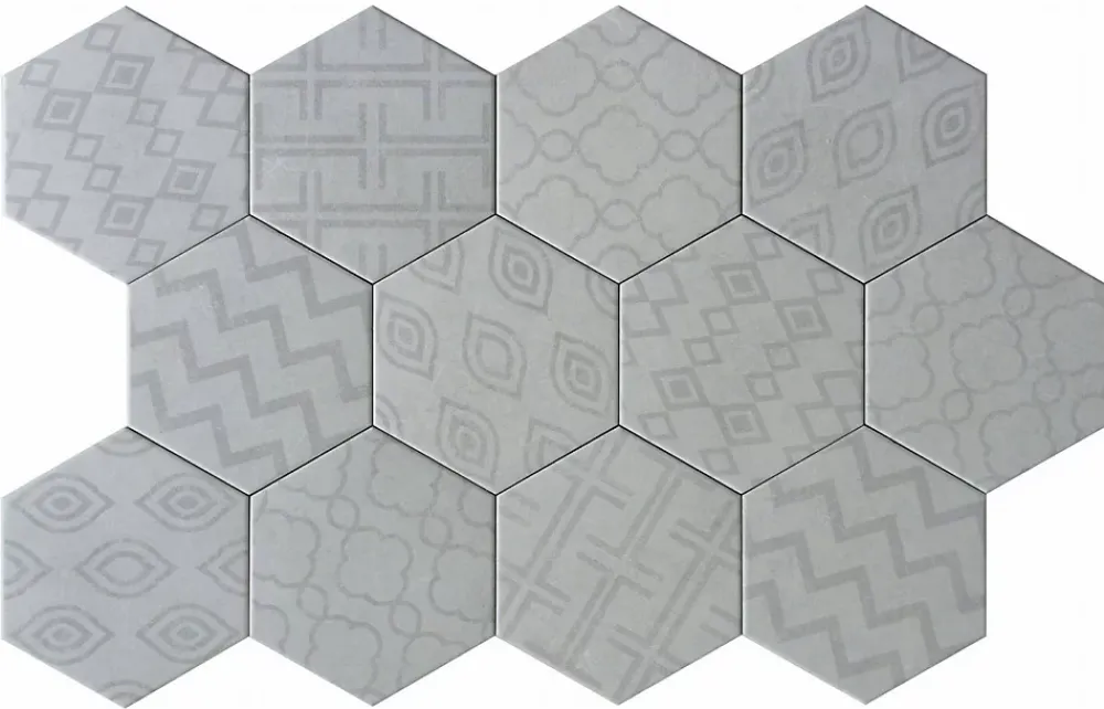 Lux Mosaic Carrelage Sol Effet Carreaux De Ciment<Carreau Hexagonal Effet Ciment. Grès Cérame Sol et Mur. Décor Custom Gris 14x16cm