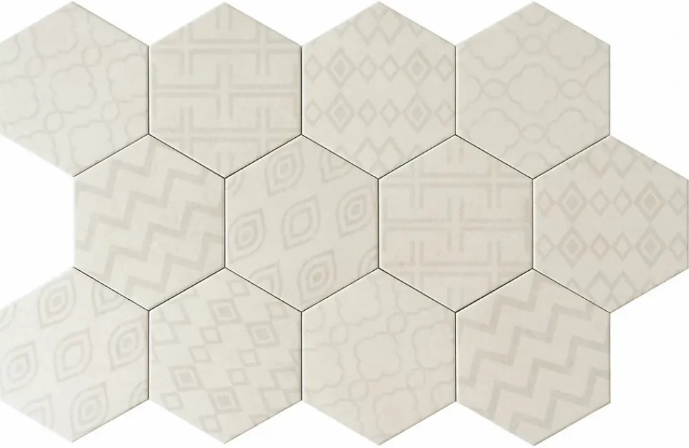 Lux Mosaic Carrelage Sol Effet Carreaux De Ciment|Carrelage Sol Pour Cuisine<Carreau Hexagonal Effet Ciment. Grès Cérame Sol et Mur. Décor Custom Ivoire 14x16cm