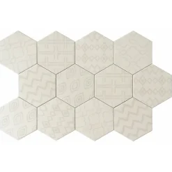 Lux Mosaic Carrelage Sol Effet Carreaux De Ciment|Carrelage Sol Pour Cuisine<Carreau Hexagonal Effet Ciment. Grès Cérame Sol et Mur. Décor Custom Ivoire 14x16cm