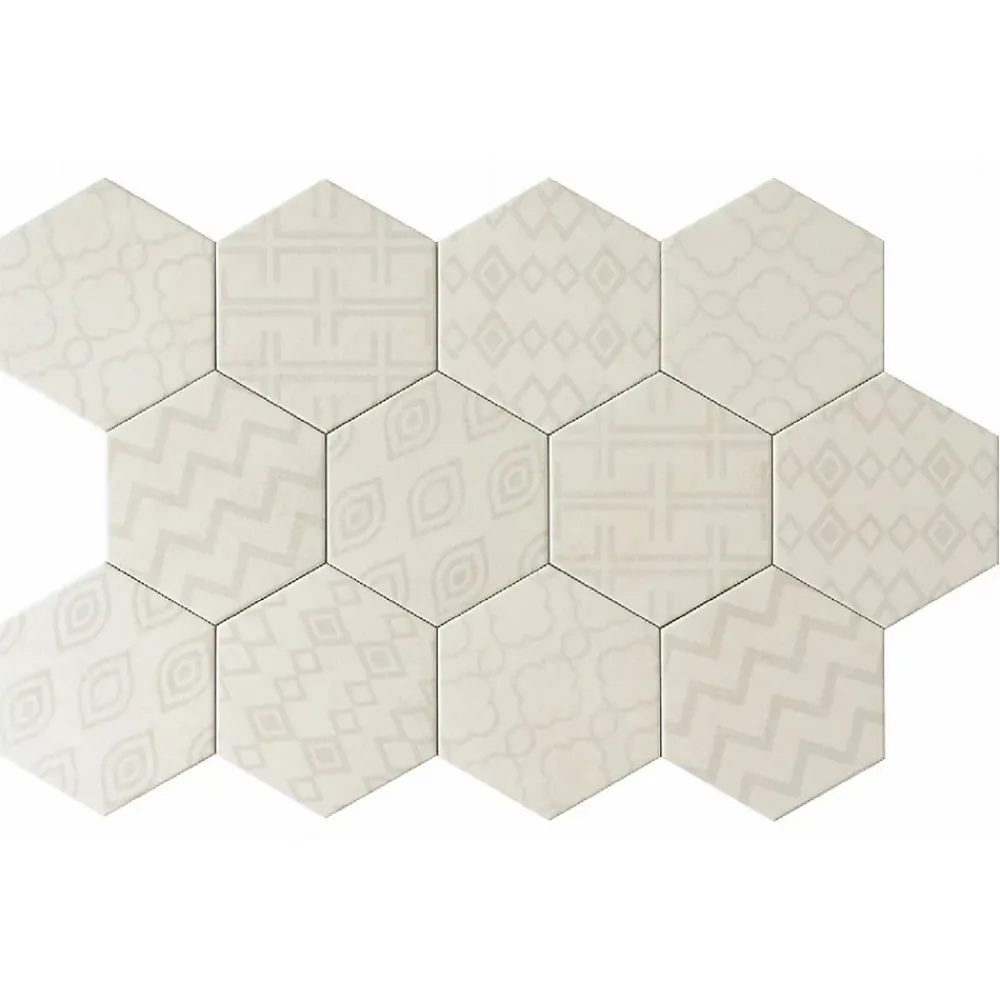 Lux Mosaic Carrelage Sol Effet Carreaux De Ciment|Carrelage Sol Pour Cuisine<Carreau Hexagonal Effet Ciment. Grès Cérame Sol et Mur. Décor Custom Ivoire 14x16cm