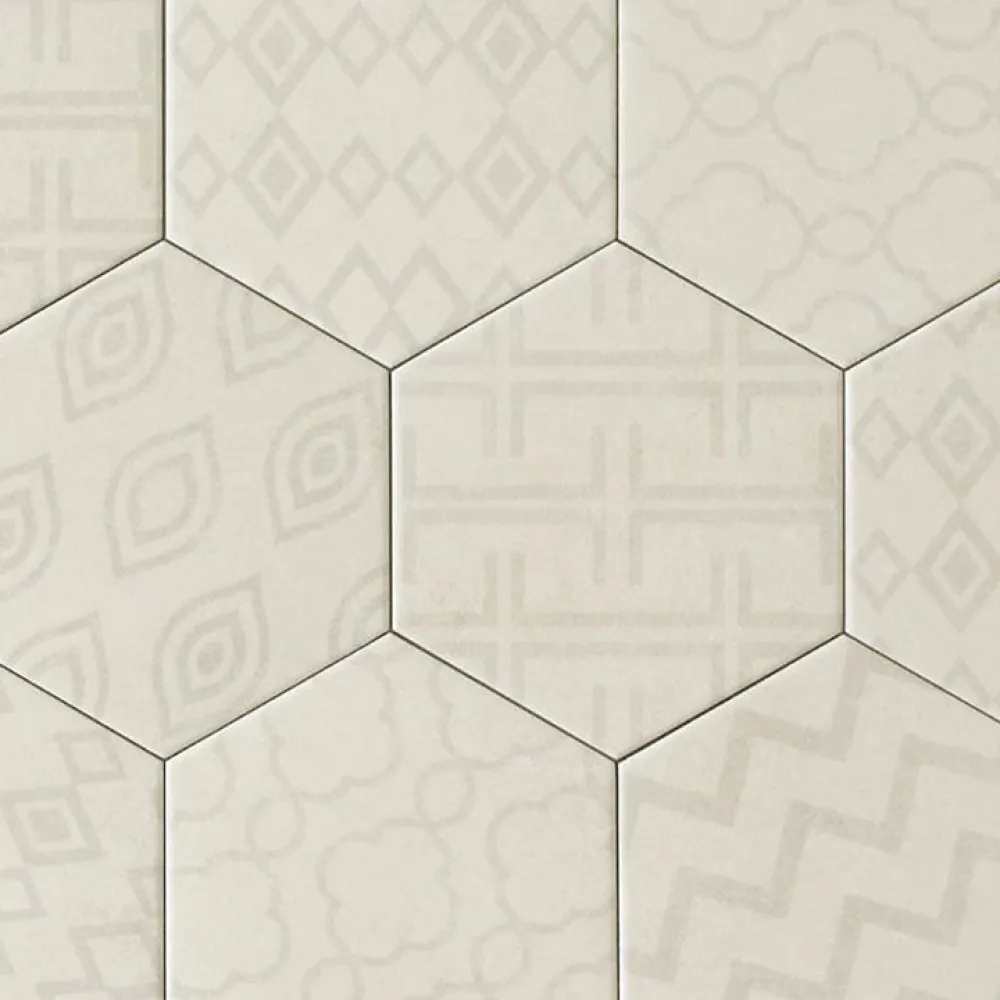 Lux Mosaic Carrelage Sol Effet Carreaux De Ciment|Carrelage Sol Pour Cuisine<Carreau Hexagonal Effet Ciment. Grès Cérame Sol et Mur. Décor Custom Ivoire 14x16cm