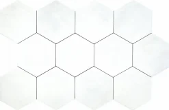 Lux Mosaic Carreau Hexagonal en Grès Cérame Effet Ciment. Série Denia Blanc 14x16 cm- Carrelage Sol Pour Salle De Bains