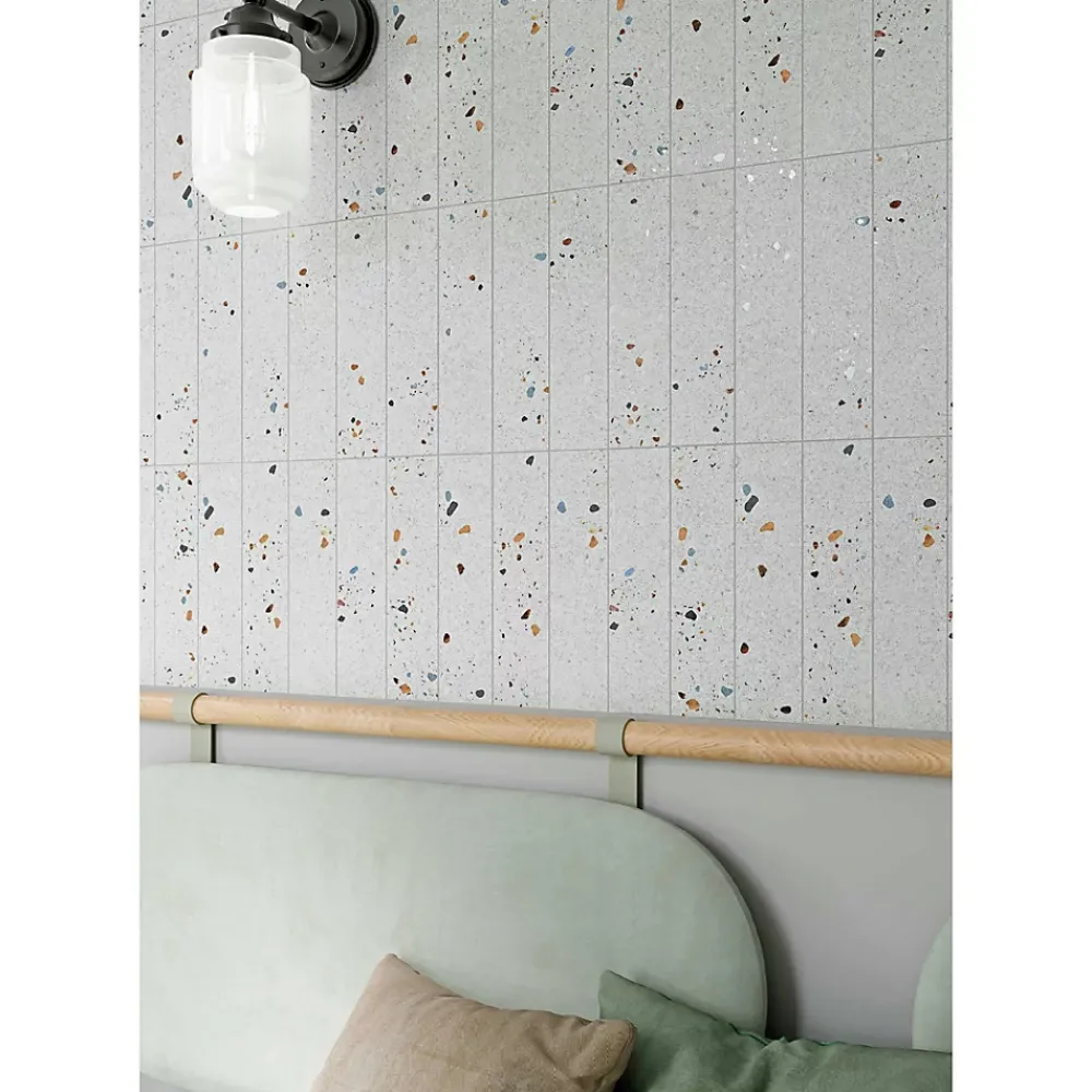 Lux Mosaic Carrelage Mural Effet Terrazzo<Carreau Premium pour mur effet Terrazzo. Terrazzo Grey Mat. 7,5x30 cm.