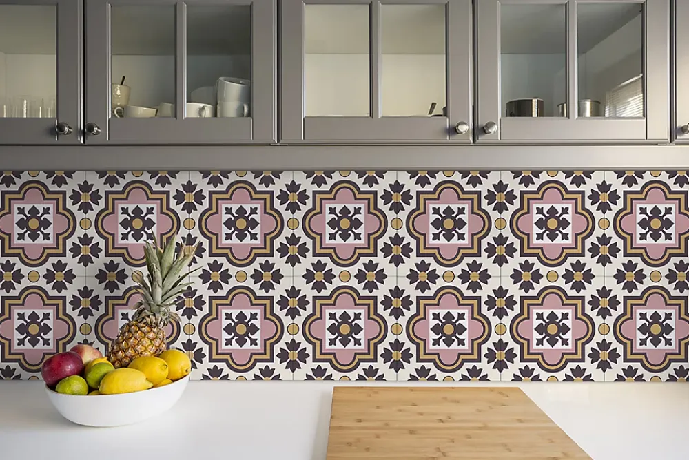Tulup Dalle Et Lame Pvc<Carreaux vinyle 30x30 cm Fleurs arabes 9 pcs