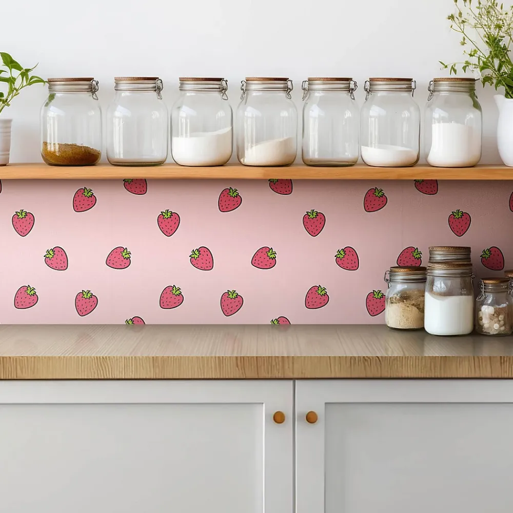 Tulup Carreaux vinyle 30x30 cm Fraises 9 pcs- Dalle Et Lame Pvc