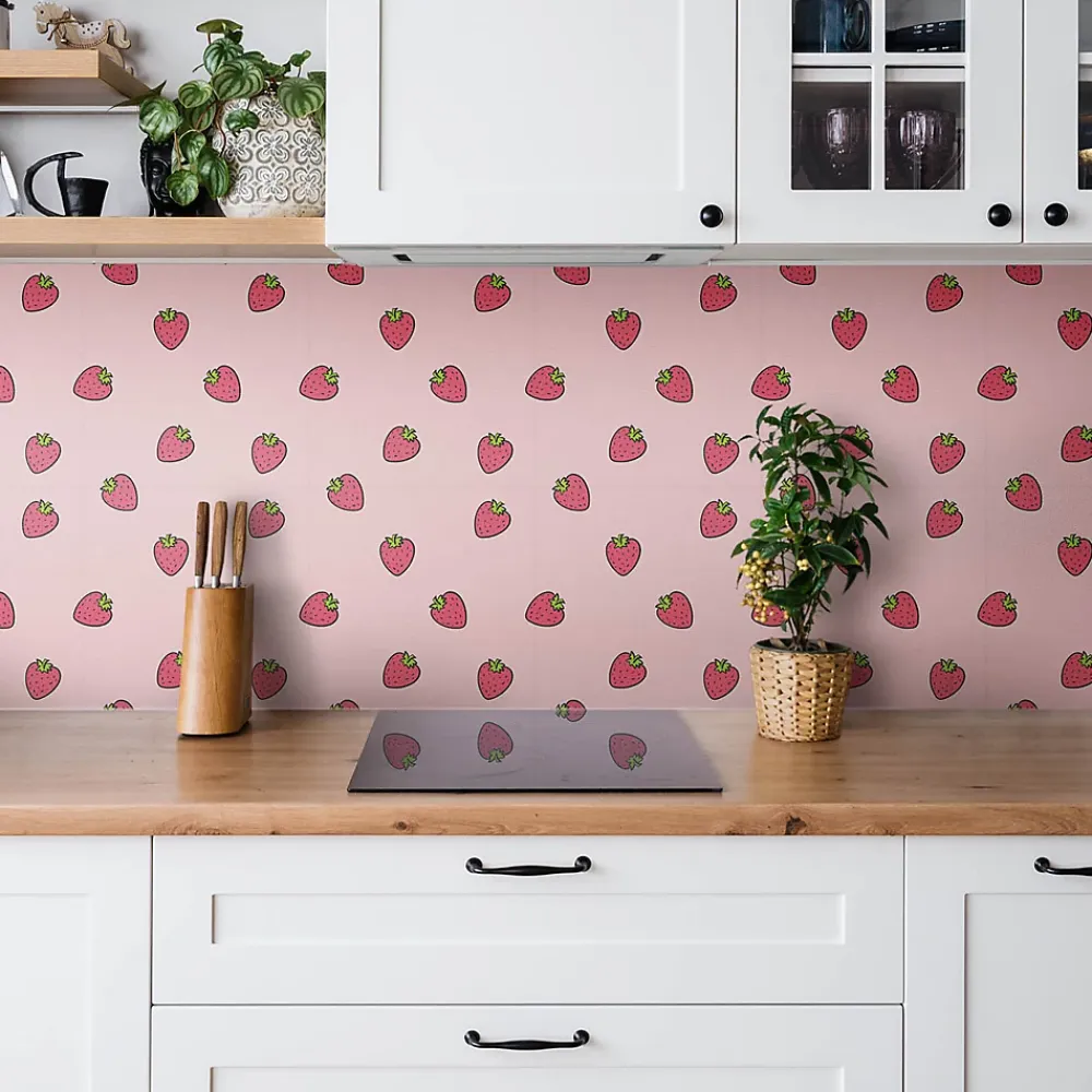 Tulup Carreaux vinyle 30x30 cm Fraises 9 pcs- Dalle Et Lame Pvc