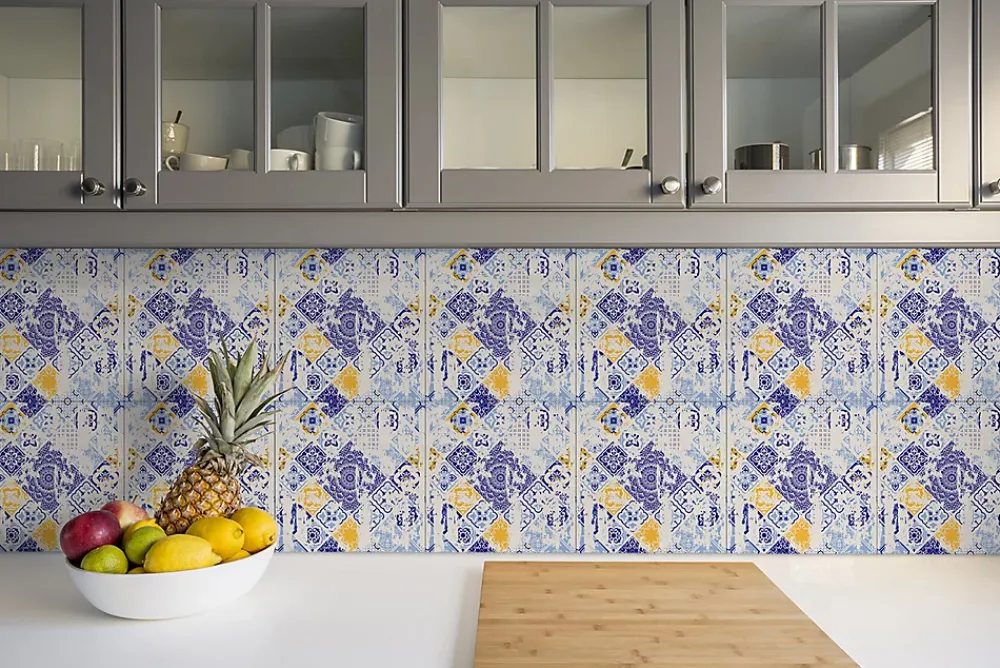 Tulup Dalle Et Lame Pvc<Carreaux vinyle 30x30 cm Azulejos vintage 9 pcs