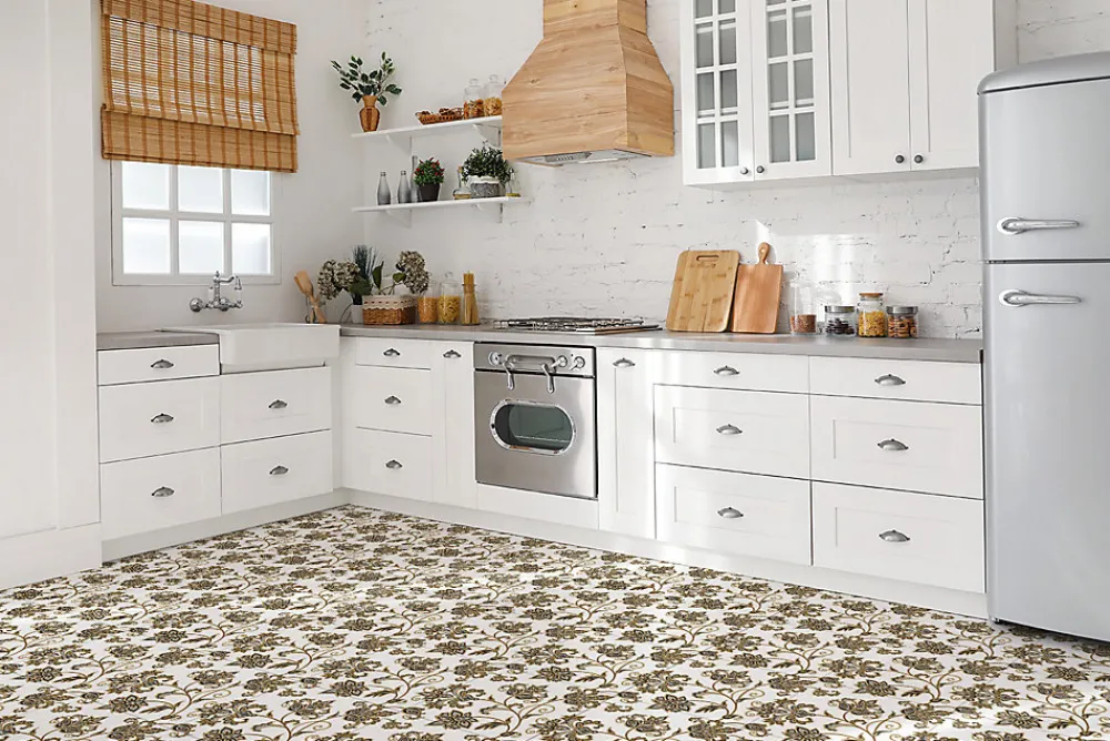 Tulup Carreaux vinyle 30x30 cm Décoration florale 9 pcs- Dalle Et Lame Pvc
