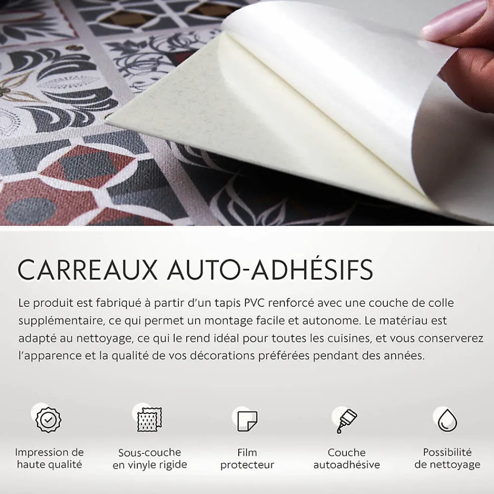 Tulup Carreaux vinyle 30x30 cm Décoration florale 9 pcs- Dalle Et Lame Pvc