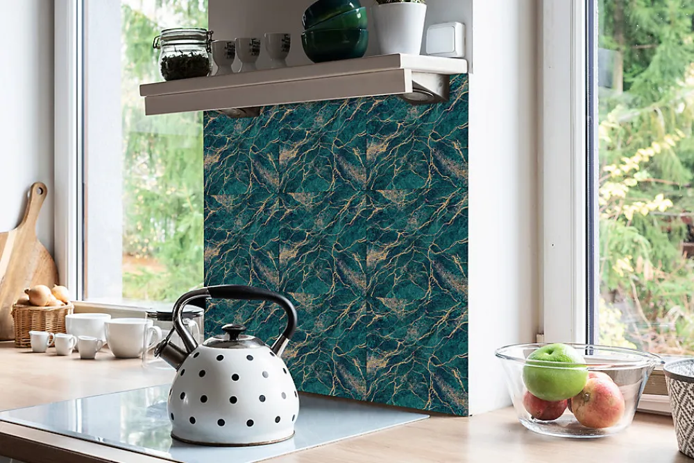 Tulup Carreaux vinyle 30x30 cm Malachite verte 9 pcs- Dalle Et Lame Pvc