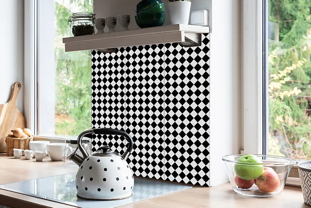 Tulup Carreaux vinyle 30x30 cm Damier incliné 9 pcs- Dalle Et Lame Pvc