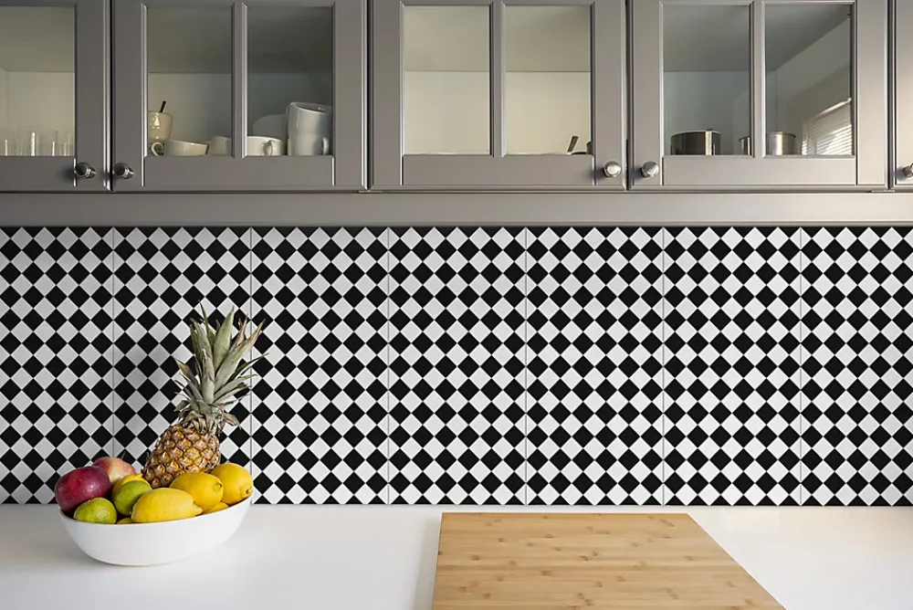 Tulup Carreaux vinyle 30x30 cm Damier incliné 9 pcs- Dalle Et Lame Pvc