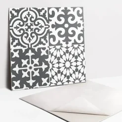 Tulup Carreaux vinyle 30x30 cm Carreaux gris à motif portugais 9 pcs- Dalle Et Lame Pvc