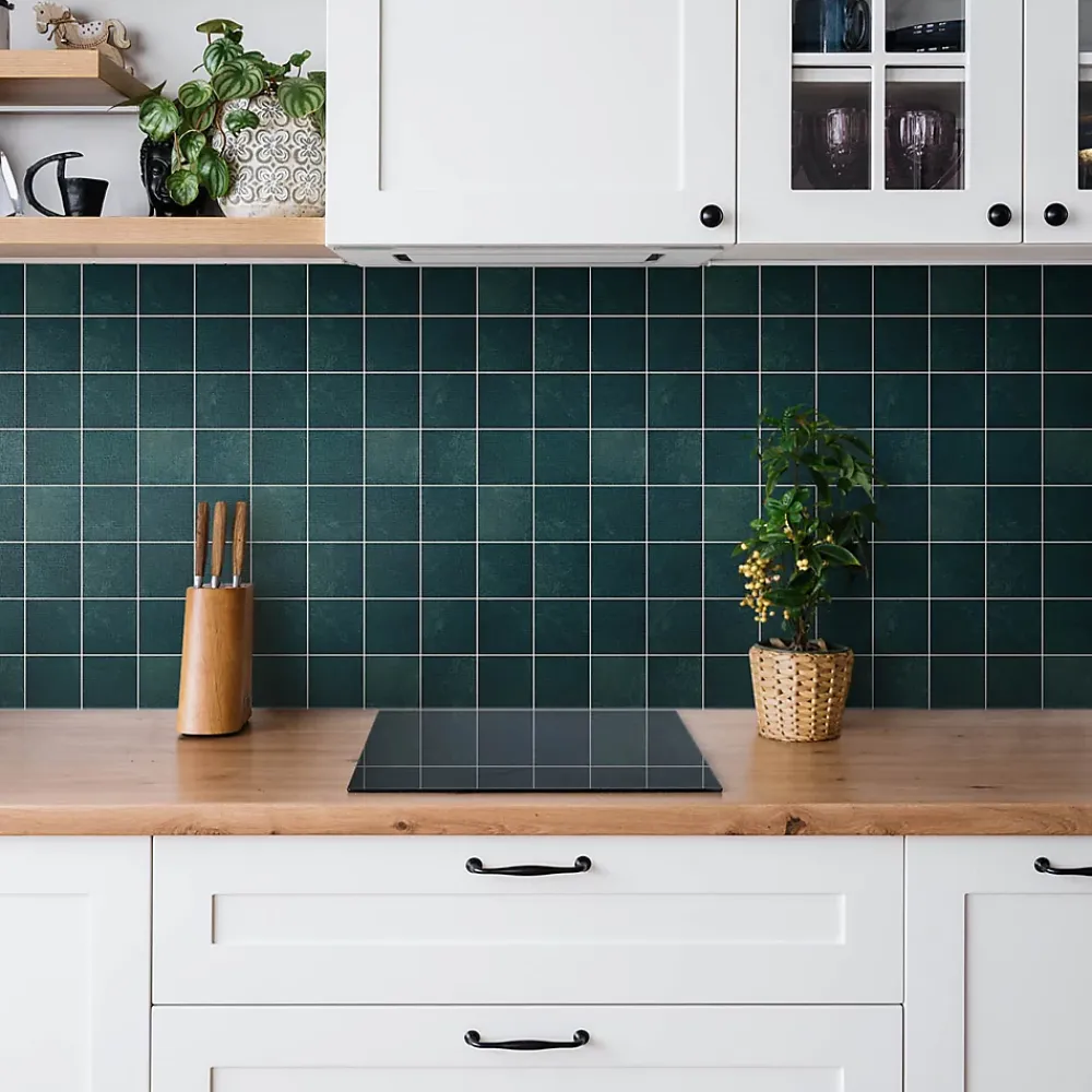 Tulup Carreaux vinyle 30x30 cm Mosaïque vert bouteille 9 pcs- Dalle Et Lame Pvc