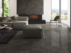 Tinker Carrelage Aspect marbre Lumos noir poli 80x80 cm- Carrelage Sol Pour Pièce À Vivre|Carrelage Sol Effet Marbre