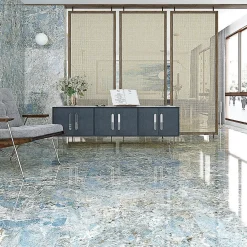 Tinker Carrelage Aspect marbre Marbella bleu poli 80x80 cm- Carrelage Sol Effet Marbre|Carrelage Sol Pour Pièce À Vivre
