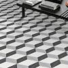 Carrelage Signature Carrelage carreau ciment 20x20 cm décor Classique Blanc/Gris Fonce/Anthracite 16 mm- vendu par boite de 0,16 m2 soit 4 carreaux -- Travertin
