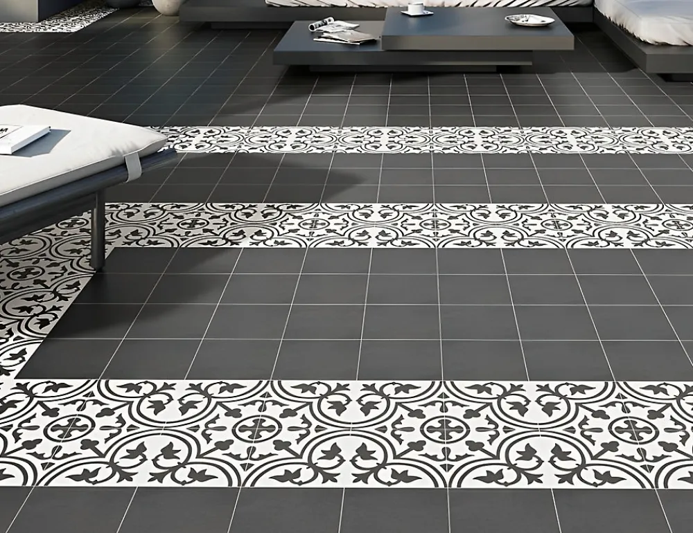 Tinker Carrelage carreaux de ciment Villa noir encanto 20x20 cm- Carrelage Sol Pour Cuisine