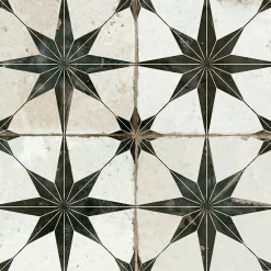 Concept Mosaïque Carrelage carreaux de ciment FS STAR N 45x45 Etoile noire et blanche- Carrelage Sol Effet Carreaux De Ciment