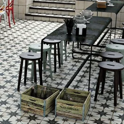 Concept Mosaïque Carrelage carreaux de ciment FS STAR N 45x45 Etoile noire et blanche- Carrelage Sol Effet Carreaux De Ciment