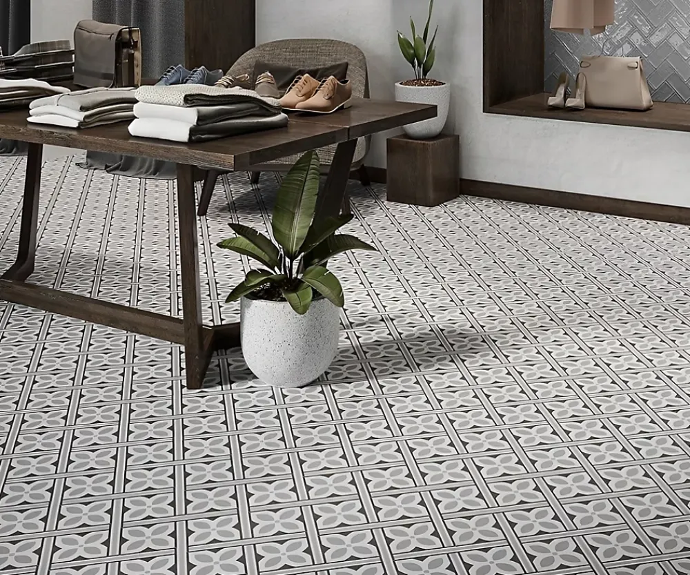 Tinker Carrelage Carreaux de ciment Barcelona gris elegante 20x20 cm- Carrelage Sol Effet Carreaux De Ciment