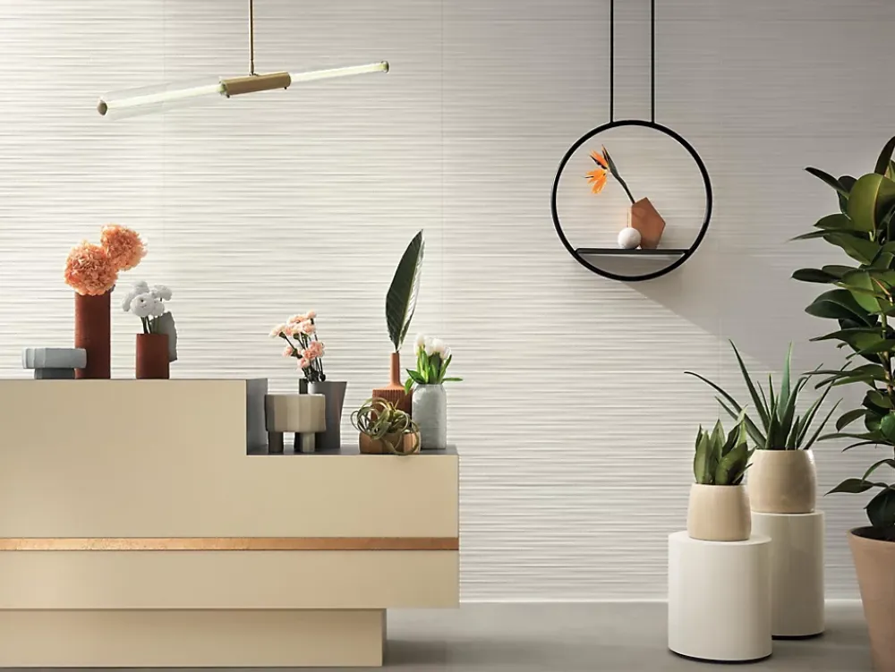 Ro'Ma Carrelage Carrelage 3D Blanc Linea 120x50x0,85 cm Mat Trinella - Mur intérieur (vendu par carton de 1,8 m²) -- Carrelage Mural Uni