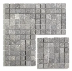 Pegane Carrelage de mosaïque (Boite de 1m²) / Plaque mosaïque mur et sol en marbre naturel, coloris gris mat - 30 x 30 cm- Mosaïque Pour Douche