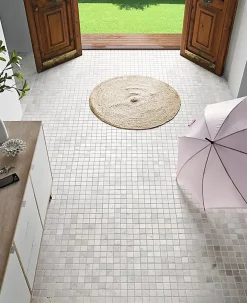 Pegane Carrelage de mosaïque (Boite de 1m²), Plaque mosaïque mur et sol en marbre naturel coloris blanc - 30 x 30 cm- Mosaïque Pour Douche