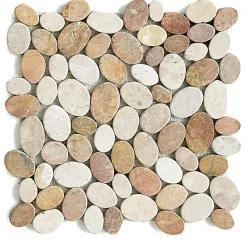 Pegane Carrelage de mosaïque/Plaque mosaïque mur et sol en marbre naturel coloris blanc/beige rosé- 33 x 33 cm- Mosaïque Pour Douche|Mosaïque Pour Wc