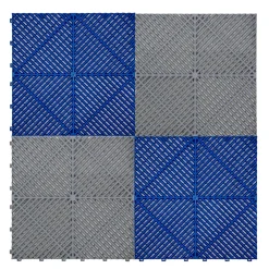 MonsterShop Dalle Pvc Garage<Carrelage de Sol Ventilé Pour Garage Avec Bordure (60 x Bleu & 60 Gris)