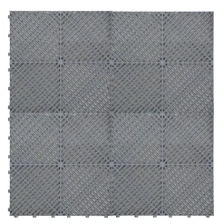 MonsterShop Carrelage de Sol Ventilé Pour Garage x225 Avec Bordure (Gris)- Dalle Pvc Garage