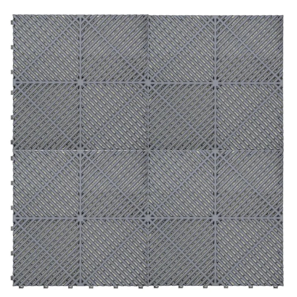 MonsterShop Carrelage de Sol Ventilé Pour Garage x225 Avec Bordure (Gris)- Dalle Pvc Garage