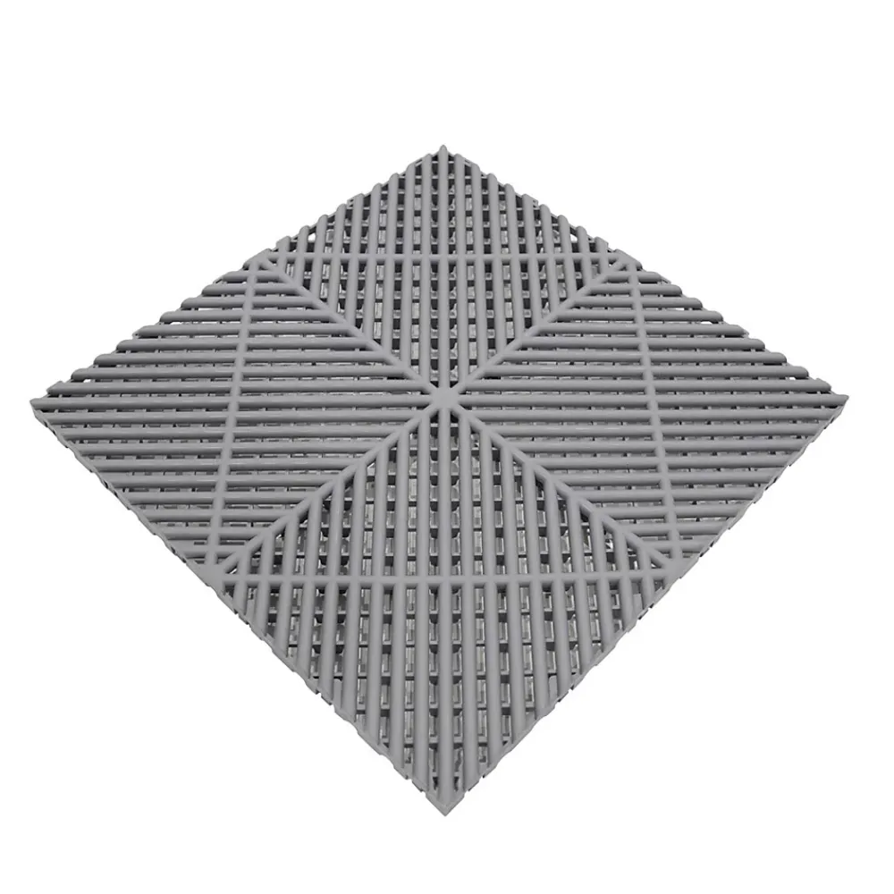 MonsterShop Carrelage de Sol Ventilé Pour Garage x225 Avec Bordure (Gris)- Dalle Pvc Garage