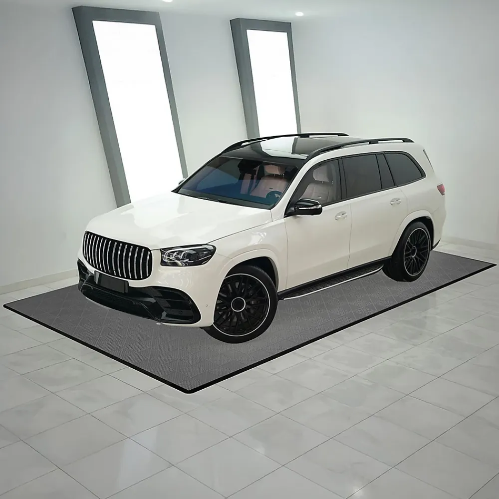 MonsterShop Carrelage de Sol Ventilé Pour Garage x225 Avec Bordure (Gris)- Dalle Pvc Garage