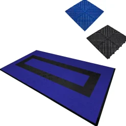 MonsterShop Carrelage de Sol Ventilé Pour Garage Avec Bordure (90 x Bleu & 30 Noir)- Dalle Pvc Garage
