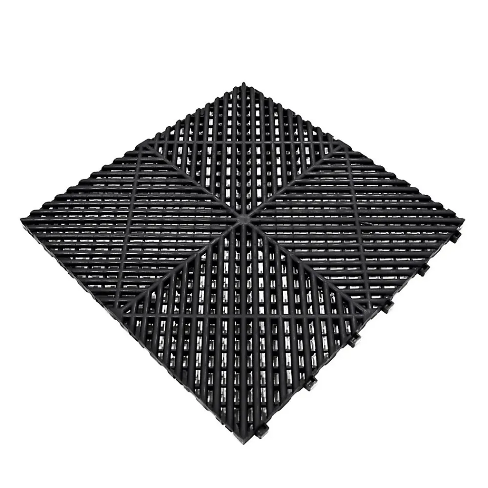 MonsterShop Carrelage de Sol Ventilé Pour Garage x 120 Avec Bordure (Noir)- Dalle Pvc Garage