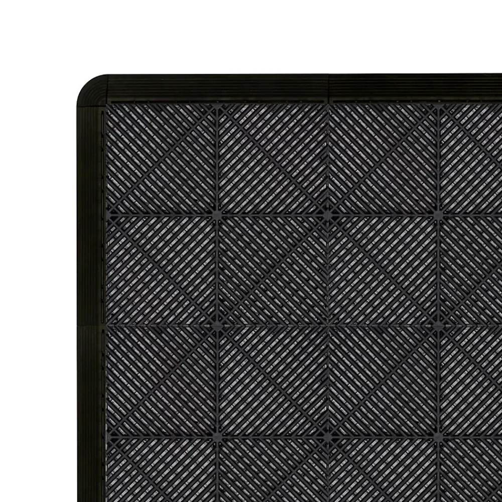 MonsterShop Carrelage de Sol Ventilé Pour Garage x 120 Avec Bordure (Noir)- Dalle Pvc Garage