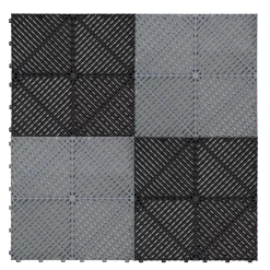 MonsterShop Dalle Pvc Garage<Carrelage de Sol Ventilé Pour Garage Avec Bordure (60 x Noir & 60 Gris)