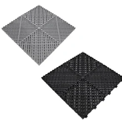 MonsterShop Dalle Pvc Garage<Carrelage de Sol Ventilé Pour Garage Avec Bordure (60 x Noir & 60 Gris)