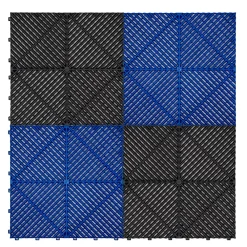 MonsterShop Carrelage de Sol Ventilé Pour Garage Avec Bordure (60 x Noir & 60 Bleu)- Dalle Pvc Garage