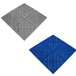 MonsterShop Dalle Pvc Garage<Carrelage de Sol Ventilé Pour Garage Avec Bordure (165 x Gris & 60 Bleu)