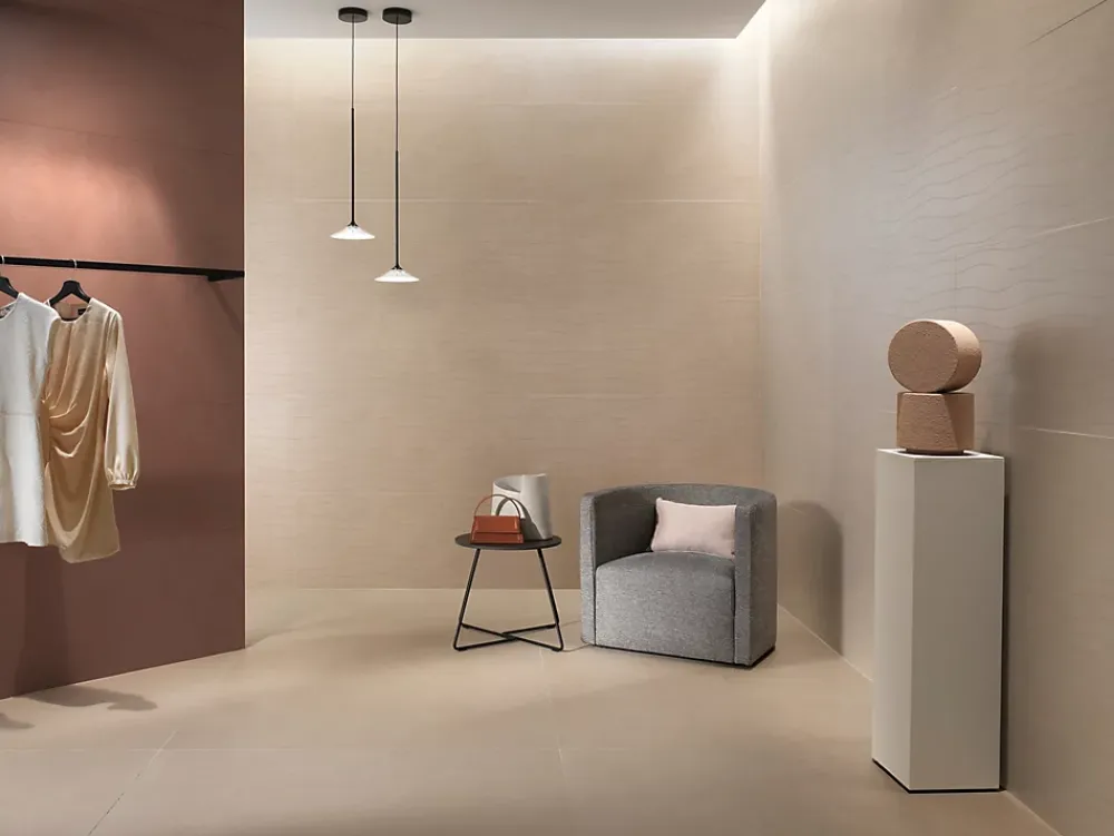 Ro'Ma Carrelage Carrelage effet Béton Beige Chanvre Flow 120x50x0,85 cm Mat Talvoro - Mur intérieur (vendu par carton de 1,8 m²) -- Carrelage Mural Effet Béton